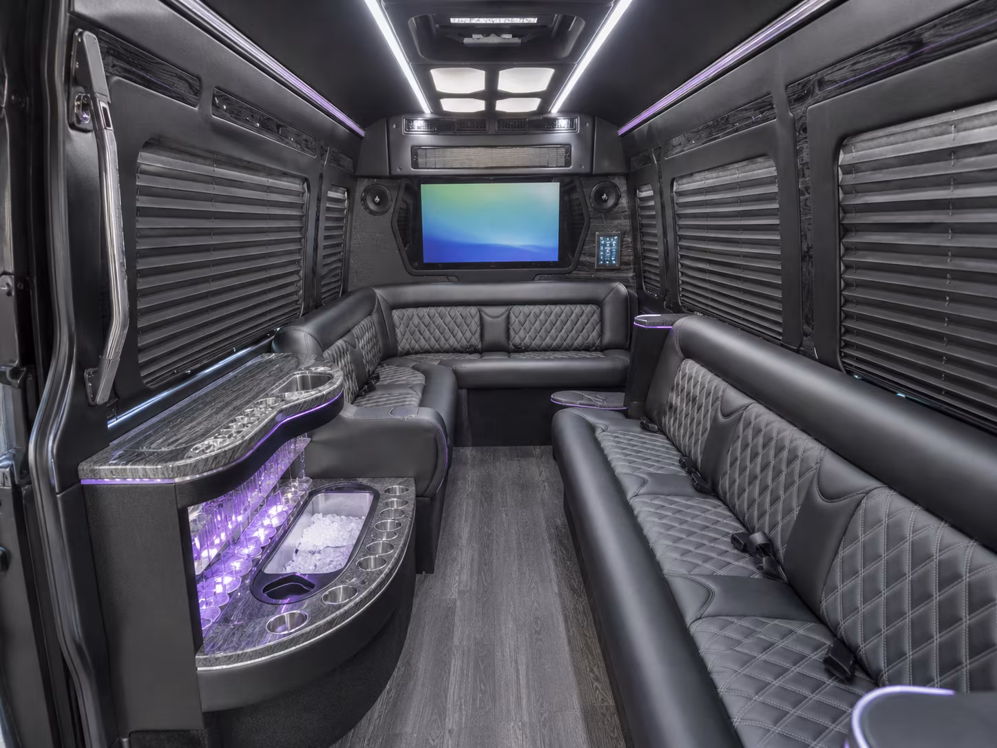 hanford 18 passenger party bus interior