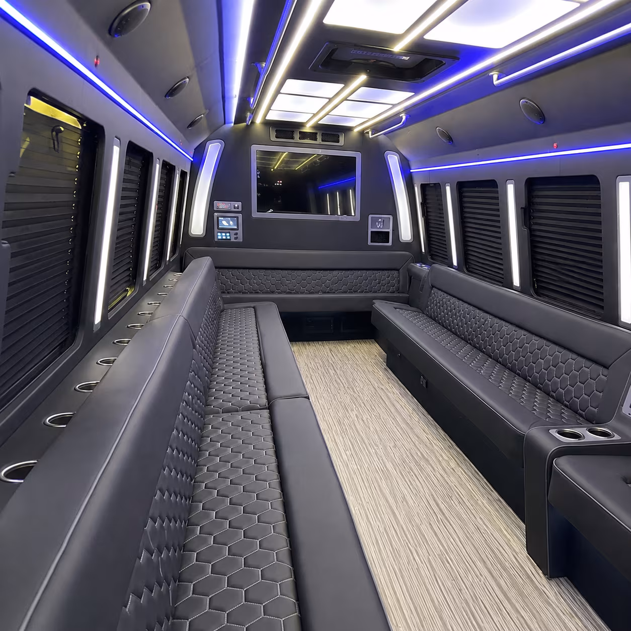 hanford 40 passenger party bus inside