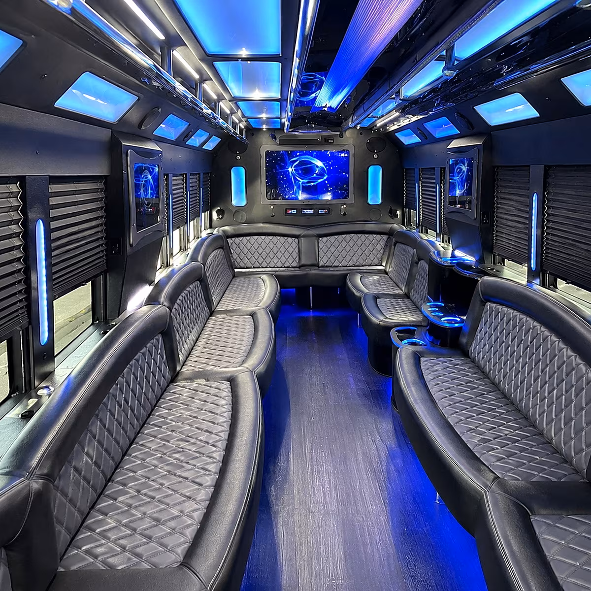 hanford 50 passenger party bus interior